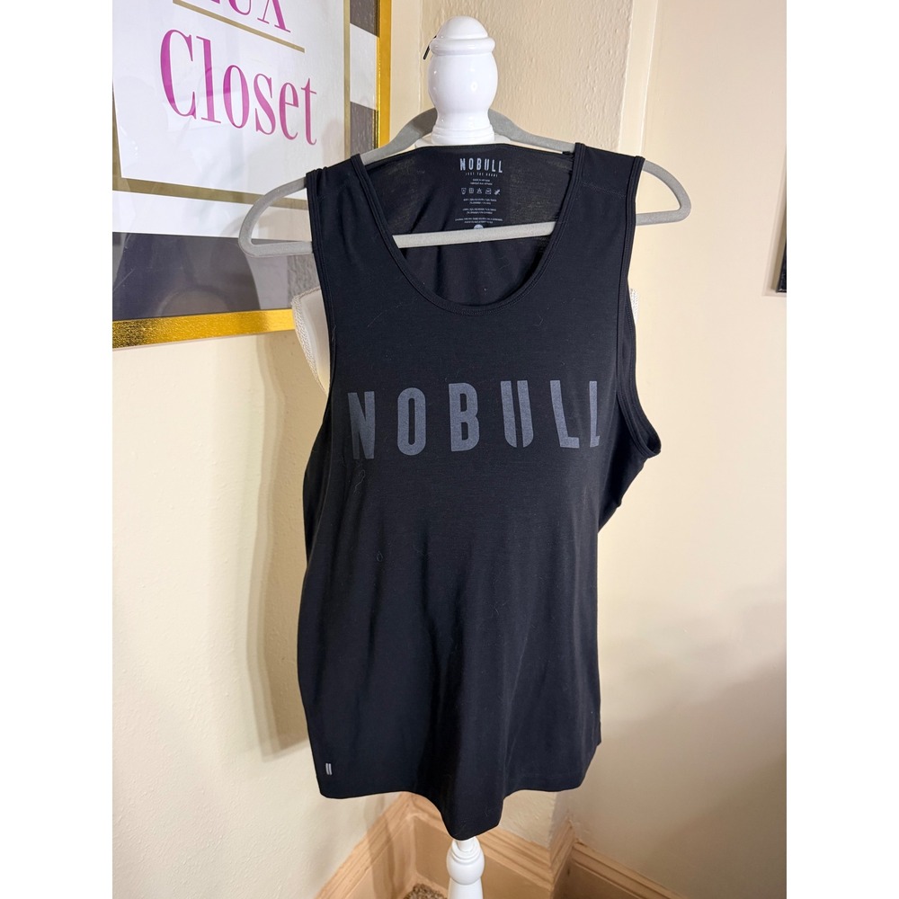 NOBULL Mens Just The Horns Graphic Tank Top Black Training Shirt Size M